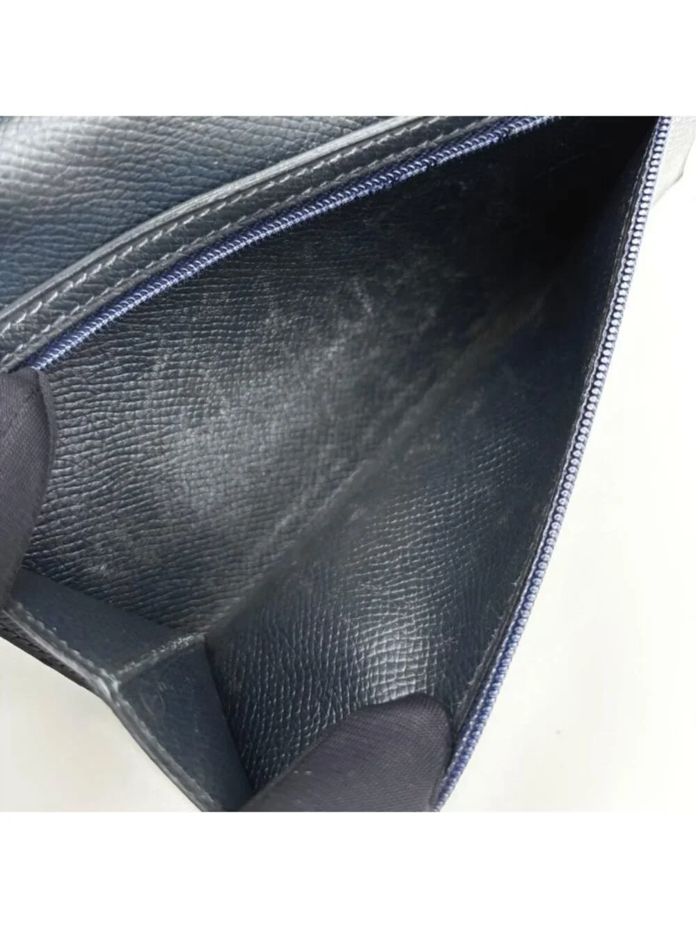 Hermes Bearn Classic Bifold Wallet Navy Leather Epsom